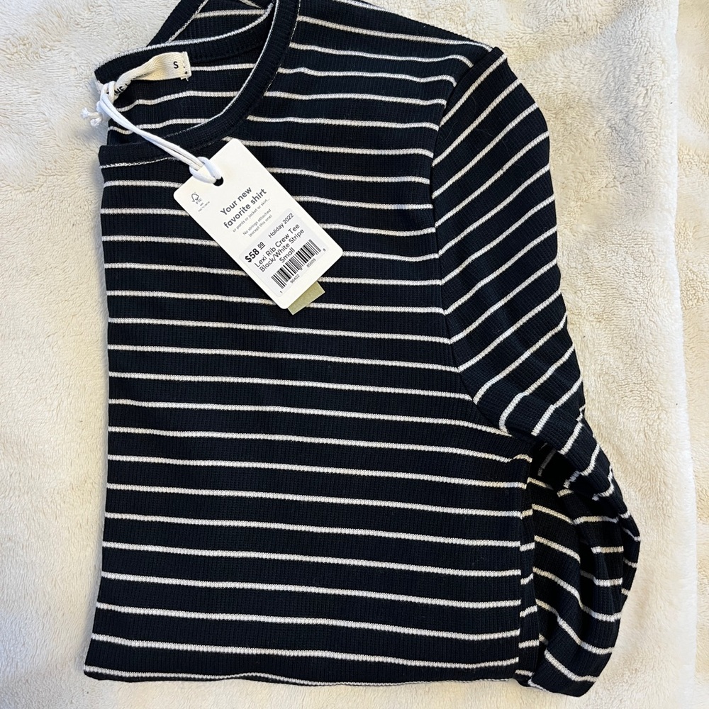 Lexi Rib Long Sleeve Crew Tee Black/White